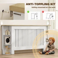 HOMCOM Radiator Cover with Open Storage Shelves, Vertical Slatted Cabinet Shelf Heater Cover for Living Room, Hallway, Extra Large, White(m-7)