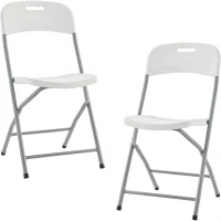 Lot de 2 chaises de réception pliantes - TERRANOVA - 48x44,5xH86 cm - Structure en acier et assise en Polyéthylene PEHD - Blanc(m-1)