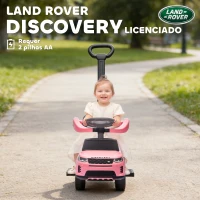 AIYAPLAY Carro Andador 2 em 1 para Crianças Land Rover Discovery com Buzina Pega de Empurrar e Barra Removíveis 84x40x94,5 cm Rosa(m-5)