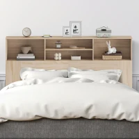 HOMCOM Tête de lit sur pied avec rangements, accessoire de lit 4 compartiments ouverts, 160 x 20,2 x 108,2 cm, bois naturel(m-6)