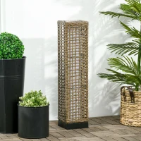 Outsunny Lampadaire solaire extérieur en résine tressée lampadaire sans fil rechargeable capteur de lumière 15,5 x 15,5 x 69 cm(m-10)