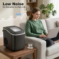 HOMCOM Countertop Ice Maker Machine 9 Cubes in 7 Mins Portable Ice Machine Ice Scoop and Basket 2 Sizes Black(m-7)