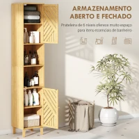 HOMCOM Coluna de Casa de Banho Estreita Armário de Casa de Banho Alto com Portas e Pés de Bambu 32x30x170 cm Madeira(m-4)