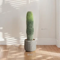 HOMCOM Cacto Artificial 66 cm, Planta Artificial Decorativa com Vaso para Decoração de Interiores Verde(m-3)