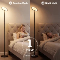 HOMCOM Uplighter Floor Lamp with Tuya App and Music Sync, Standing Lamp with Adjustable Head for Living Room Bedroom, Black(m-8)