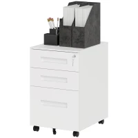 Vinsetto Three-Drawer Steel Filing Cabinet - White(m-11)