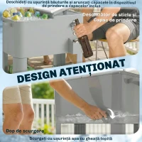 Outsunny Frigider de Grădină de 76L, Cărucior Portabil cu Raft, Deschizător de Sticle, Roți Blocabile, Recipient pentru Capace, Portabil pentru Băuturi, Bar, Grădină, Petreceri, Argintiu(m-9)