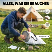 Outsunny Luftmatratze 1 Person Selbstaufblasend Luftbett mit Integrierter elektrischer Pumpe in 3 Minuten Beflockte Oberfläche(m-9)