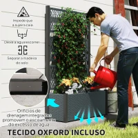 Outsunny Floreira com Treliça Floreira Exterior Grande para Plantas Trepadeiras Vaso com Forro 90x35x148 cm Cinzento Escuro(m-6)