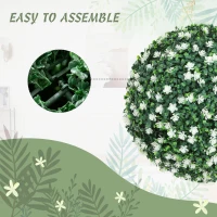 HOMCOM Set of Two Artificial Boxwood Balls Plants - White(m-5)