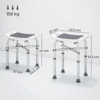 HOMCOM 44-51.5cm Aluminium Frame Shower/Bath Stool - Grey(m-3)