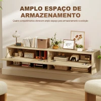 HOMCOM Móvel de TV de Parede com 2 Compartimentos e 2 Armários com  para Televisores de 60 Polegadas 140x32x31 cm Madeira(m-4)