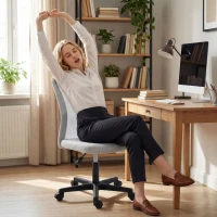 Vinsetto Mesh Office Chair Armless Swivel Executive Computer Desk Chair Adjustable Height Wheels White(m-6)