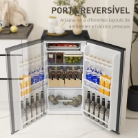 HOMCOM Mini Frigorífico 91L de Capacidade com Compartimento Congelador e Porta Reversível Silencioso 41dB 47,5x44,2x84 cm Preto e Prata(m-7)