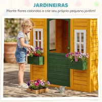 AIYAPLAY Casinha Infantil em Madeira Casinha Infantil com 2 Floreiras 3 Janelas Meia Porta Casa de Jardim para Crianças Castanho(m-5)
