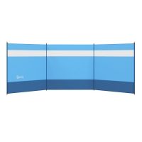 Outsunny Camping Windbreaker with Clear Windows, Carry Bag and Steel Poles, for Beach Caravan Campervan, 440 x 140cm, Blue