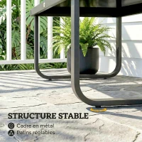 Outsunny Table Basse de Jardin Rectangulaire, Pieds Incurvés, Plateau en Verre Trempé, pour Terrasse Balcon, 90x45x33cm, Noir(m-6)