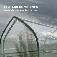 Outsunny Estufa Pequena de 3 Níveis 2 Portas Enroláveis Estrutura de Aço Cobertura de Plástico 143x46x165 cm Transparente(m-7)