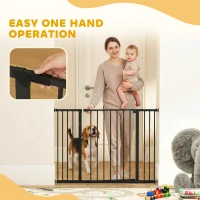 PawHut Dog Gate Pet Safety Gate Stair Barrier Pressure Fit Adjustable 76-82/86-97/101-107 cm, Black(m-7)