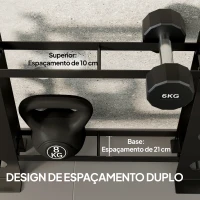 SPORTNOW Suporte para Halteres de 4 Níveis Estante de Pesos em Aço Resistente para Ginásio Casa Carga 200 kg 70x21x55 cm Preto(m-5)