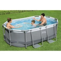 Kit Piscine hors sol tubulaire BESTWAY - Steel Pro MAX™ - 305 x 200 x 84 cm - Ovale (Livrée avev filtre a cartouche et 1 cartouche)(m-2)