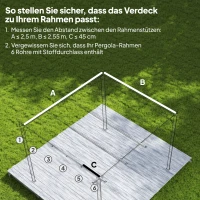 Outsunny Ersatzdach für 3 x 3 m Pergola, einziehbar, mit Regenabflusslöchern, wetterfest, Polyester, 250 x 255 cm Braun(m-4)