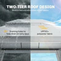 Outsunny 3 x 4 m Outdoor Garden Gazebo with Netting and Curtains, UPF50+ Patio Gazebo Permanent Pavilion Canopy, Dark Grey(m-4)