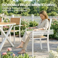 Outsunny Set da Pranzo Esterno 7 Pezzi con Tavolo e 6 Sedie Impilabili con Braccioli in Alluminio, Teak(m-8)