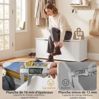 HOMCOM Coffre de rangement, banc de rangement avec couvercle rabattable et charnières de sécurité, banc chaussures, meuble d'entrée, couloir, chambre, salon, 100 x 40 x 40 cm, blanc(m-6)