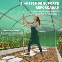Outsunny Estufa Tipo Túnel com 2 Barras de Suporte 2 Portas Enroláveis e Janelas com Rede Cobertura de PE Anti-UV Verde(m-5)