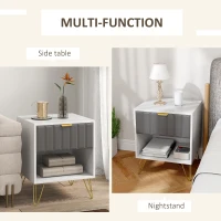 HOMCOM Bedside Table Modern Bedside Cabinet with Drawer and Open Compartment, 45 x 40 x 55, White(m-5)