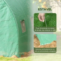 Outsunny Estufa Tipo Túnel 6x3x2 m com Sistema de Rega Integrado, 12 Janelas com Rede e 1 Porta Enrolável, Verde(m-8)