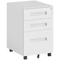Vinsetto Three-Drawer Steel Filing Cabinet - White(m-1)