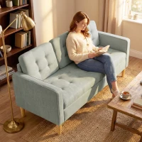 HOMCOM 3 Seater Sofa, 169cm Couch with Hidden Storage, Wood Legs, Light Grey(m-7)