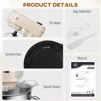 HOMCOM Stand Mixer, 6L 1400W Tilt-Head Food Mixer with 11 Speeds, Pulse & Fermentation Function, LED Display, Cream(m-8)