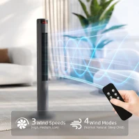 HOMCOM Oscillating Tower Fan Remote Control 3 Speed Modes Cooling Machine, Grey(m-4)