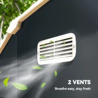 Outsunny Domek narzędziowy do ogrodu, odporny na warunki atmosferyczne, 2 okna, 2 drzwi, 238 x 132 x 198,5 cm, Ciemnoszary(m-7)