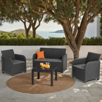 Salon de jardin en résine – Allibert by KETER - 4 personnes – SAN REMO – Gris graphite(m-4)