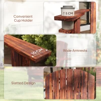 Outsunny Adirondack tuinstoel ligbank voor buiten tuinmeubel balkonstoel massief hout verkoold(m-8)
