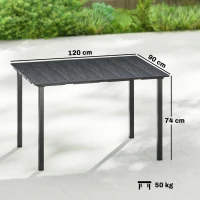 Outsunny Mesa de Jantar de Jardim para 6 Pessoas com Superfície de HDPE e Estrutura Metálica para Pátio 120x90x74 cm Preto(m-3)