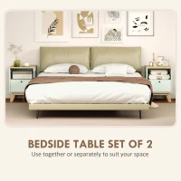 HOMCOM Modern Nightstand Set of 2, Bedside Table with Drawer and Open Shelf, Side End Table for Bedroom, Light Green(m-4)