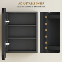 HOMCOM Bathroom Medicine Cabinet with Mirror, Bathroom Wall Cabinet with Adjustable Shelves, Soft Close Hinges, Black(m-7)