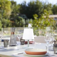 Lampe de table sans fil - LUMISKY - STANDY MINI Olive - H25 cm - Pied en acier vert olive - LED blanc chaud et blanc(m-2)