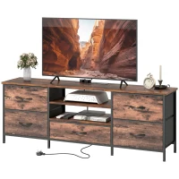 HOMCOM Multi-Storage Industrial TV Stand - Brown/Grey/Black(m-11)