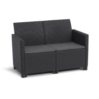 Salon de jardin modulable en résine imitation rotin tressé - Noir - KETER - 4 personnes - MARIE(m-5)