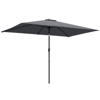 Outsunny Umbrelă dreptunghiulară de grădină 3x2 m cu manivelă, din metal și poliester, gri închis
