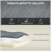 HOMCOM Divano Modulabile ad Angolo in Tessuto Effetto Velluto e Schiuma con Cuscini, 294x165x70 cm, Grigio Scuro(m-5)