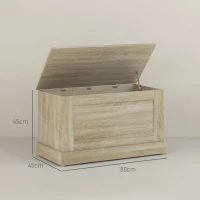 HOMCOM Cassapanca in Legno, Cassapanca Porta Giocattoli, con Cerniera di Sicurezza, per Soggiorno, 80 x 40 x 45 cm, Legno Naturale(m-3)