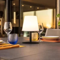 Lampe de table sans fil - LUMISKY - STANDY MINI Dark - H25 cm - Pied en acier noir - LED blanc chaud et blanc(m-3)