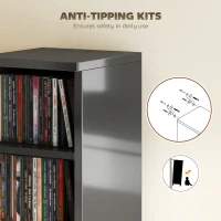 HOMCOM Set of 2 CD Media Display Shelf Unit Tower Rack with Adjustable Shelves, High Gloss Black(m-7)